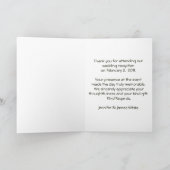 白いオランダカイウの結婚式は感謝していしています サンキューカード (内部)