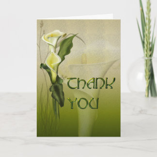 白いオランダカイウの結婚式は感謝していしています サンキューカード