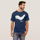 白いオンドリの鳥のプリント Tシャツ (正面フル)