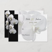 白いオーキッドテーブルシーティングカード 招待状 (正面/裏面)