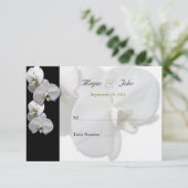 白いオーキッドテーブルシーティングカード 招待状 (スタンド正面)