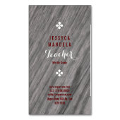 白いオーク材、茶色、白 マグネット名刺 (正面縦)