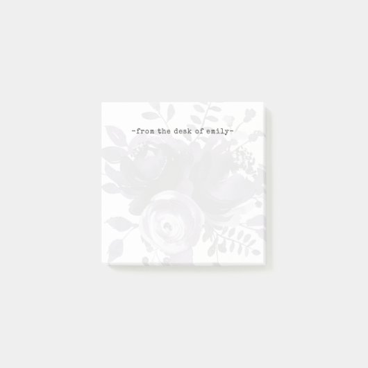 白いオーバーレイと名前の下のソフトパープルフローラ ポストイット (正面)