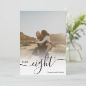 白いオーバーレイスクリプト名フォト結婚のテーブル 招待状 (スタンド正面)