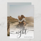 白いオーバーレイスクリプト名フォト結婚のテーブル 招待状 (正面/裏面)