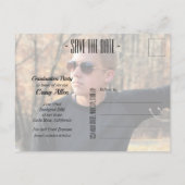 白いオーバーレイ写真の卒業の日付を保存 ポストカード (裏面)