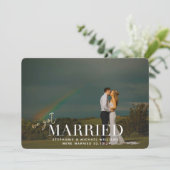 白いオーバーレイ私たち得写真結婚したの発表 招待状 (スタンド正面)