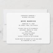 白いオーバーレイ私たち得写真結婚したの発表 招待状 (裏面)