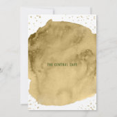 白いオープニングのゴールド水彩筆跡 招待状 (裏面)