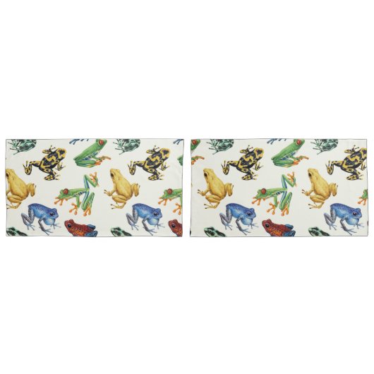 白いカエル 枕カバー (正面-セット)