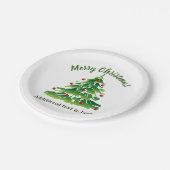 白いカスタムの緑の赤のクリスマスツリー ペーパープレート (アングル)