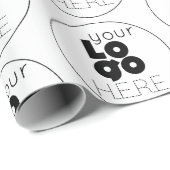 白いカスタムギフトに黒いロゴパターンを描いた ラッピングペーパー (ロールコーナー)