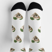 白いカスタムクルーソックスの上にの子犬の写真 ソックス (上部)