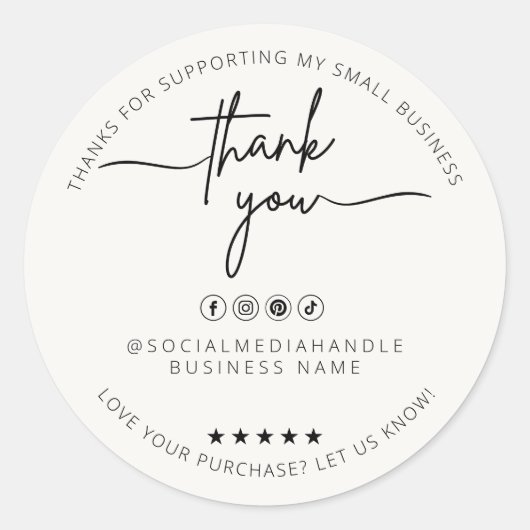 白いカスタムステッカーありがとうラベル包装 ラウンドシール (正面)