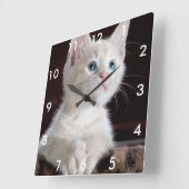 白いカスタム数字の写真の正方形の時計 スクエア壁時計 (傾斜)