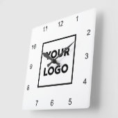 白いカスタム背景のビジネスミニマルロゴ スクエア壁時計 (傾斜)