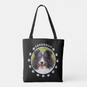 白いカスタム足と名前を持つペット写真テンプレート トートバッグ (裏面)