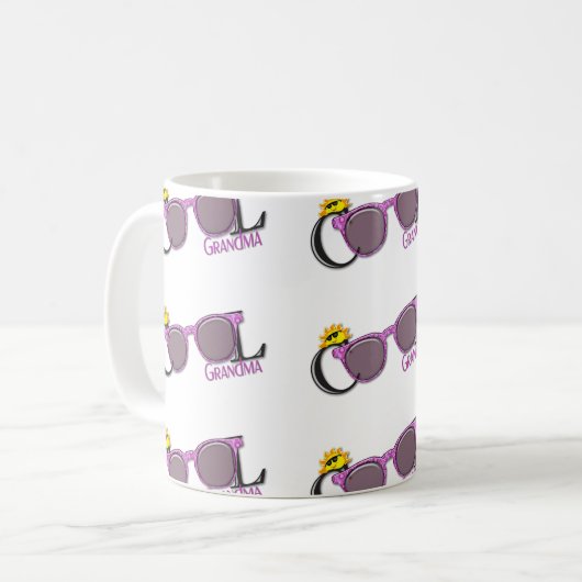 白いカッコいいおばあちゃん日とサングラス コーヒーマグカップ (正面左)