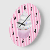 白いカップケーキ(ふりかけ付) ラージ壁時計 (傾斜)