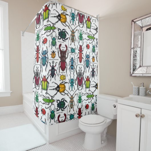 白いカブトムシ シャワーカーテン (インサイチュ)