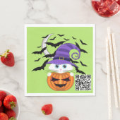 白いカボチャと魔女の帽子と子猫 スタンダードランチョンナプキン (インサイチュ)