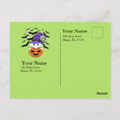 白いカボチャと魔女の帽子と子猫 ポストカード (裏面)