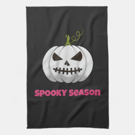 白いカボチャのハロウィンタオル スプーキーシーズン キッチンタオル