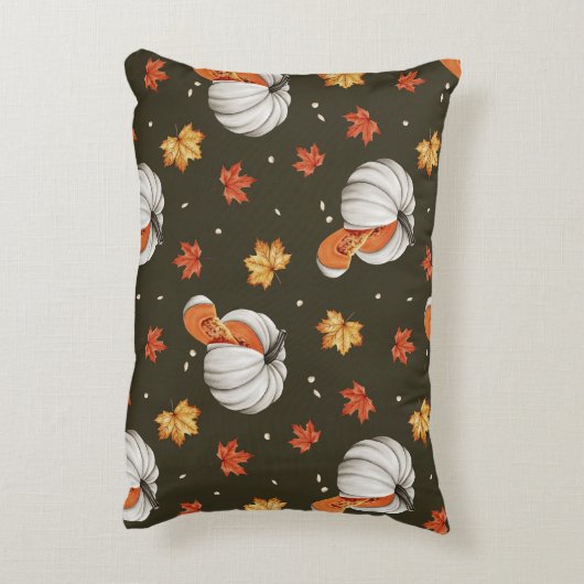 白いカボチャを使った模様 アクセントクッション (裏面(縦))