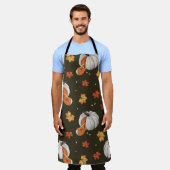 白いカボチャを使った模様 エプロン (着用した状態)