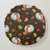白いカボチャを使った模様 ラウンドクッション (正面)