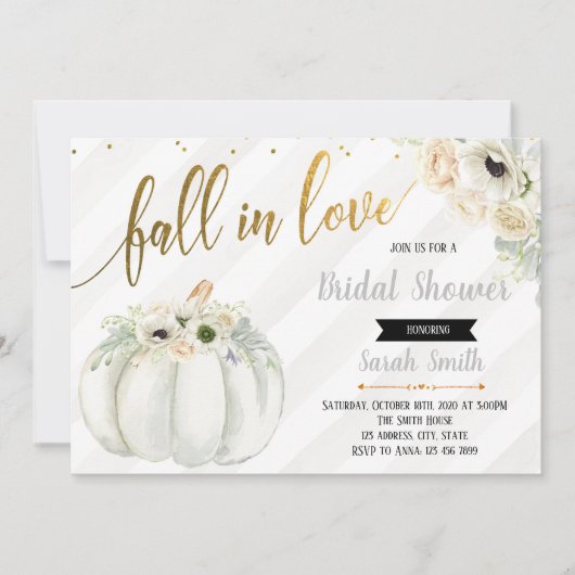 白いカボチャ招待は恋に落ちます 招待状 (正面)