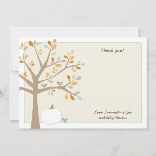 白いカボチャ秋のベビーシャワーはノート感謝していしています ノートカード (正面)