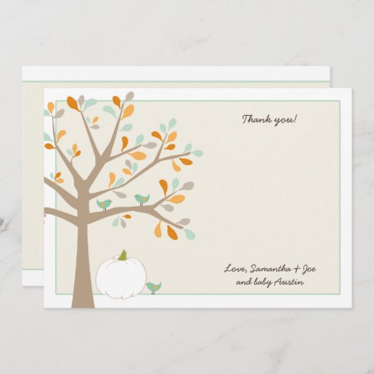 白いカボチャ秋のベビーシャワーはノート感謝していしています ノートカード (正面/裏面)