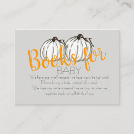 "白いカボチャ秋の灰色のbabyshowerのブックカード エンクロージャーカード