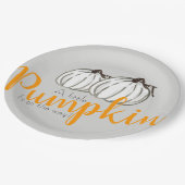 白いカボチャ秋のbabyshowerの紙皿 ペーパープレート (アングル)