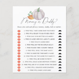 白いカボチャ – ママまたはパパの赤ちゃんシャワーゲーム