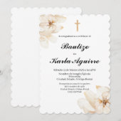 白いカミリアの花の洗礼招待状 招待状 (正面/裏面)