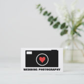 白いカメラの結婚式の写真撮影の名刺 名刺 (スタンド正面)