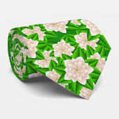 白いカメリアと緑葉の ネクタイ (ロール)