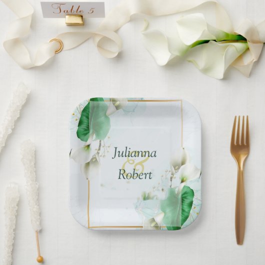 白いカライリー紙プレート ペーパープレート (ウェディング)