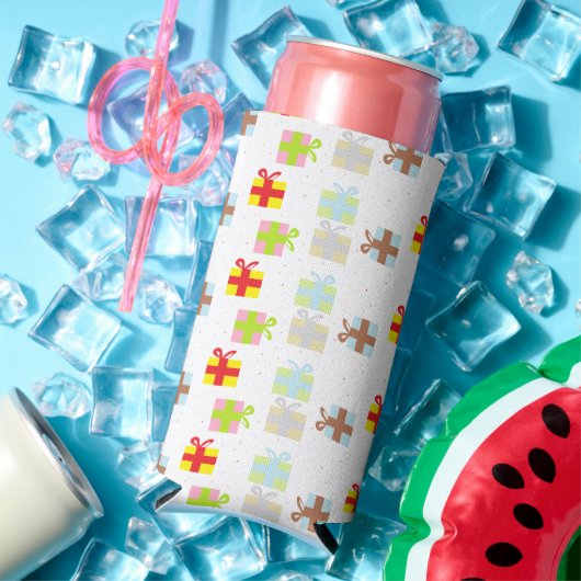 白いカラフルギフトボックス スリム缶クーラー (インサイチュ 夏)