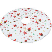 白いカラフルクリスマスオーナメントの混合 ブラッシュドポリエステルツリースカート (アングル)