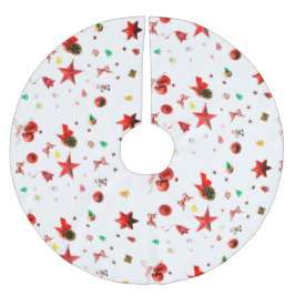 白いカラフルクリスマスオーナメントの混合 ブラッシュドポリエステルツリースカート