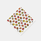 白いカラフルラディバグ スタンダードカクテルナプキン (角)