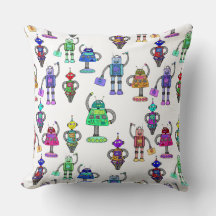 白いカラフル背景に可愛いロボット