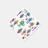 白いカラフル背景に可愛いロボット スタンダードカクテルナプキン (角)