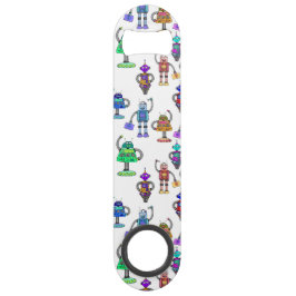 白いカラフル背景に可愛いロボット スピード栓抜き