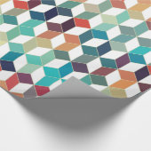 白いカラフル背景の上にキューブのパターン ラッピングペーパー (角)