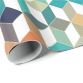白いカラフル背景の上にキューブのパターン ラッピングペーパー (ロールコーナー)
