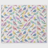 白いカラフル背景の赤ちゃんシャワーを持つ鳥 ラッピングペーパー (フラット)